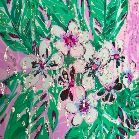 Lilly Pulitzer Aaron Silk Top Magnolia Lilac Leidees Night Size XS NEW - Picture 8 of 14